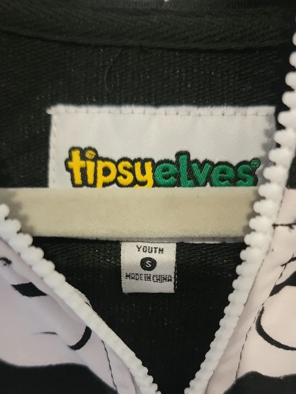 Tipsy Elves Black and White Skull Zip-Up Hoodie